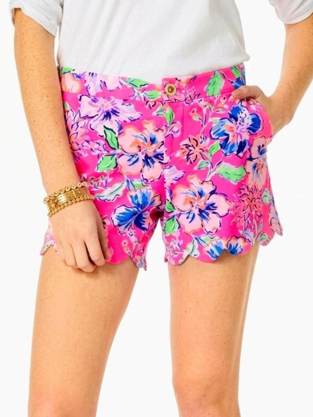 LILLY PULITZER 5" Buttercup Knit Floral
Shorts In ‘Pink Isle Last Bud Not Least’